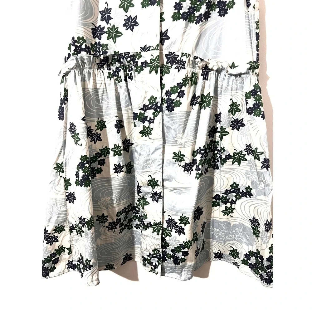 TUCKERNUCK Provence Breeze Sleeveless Royal  Floral Leaf Button Shirt Dress XS - Picture 4 of 9